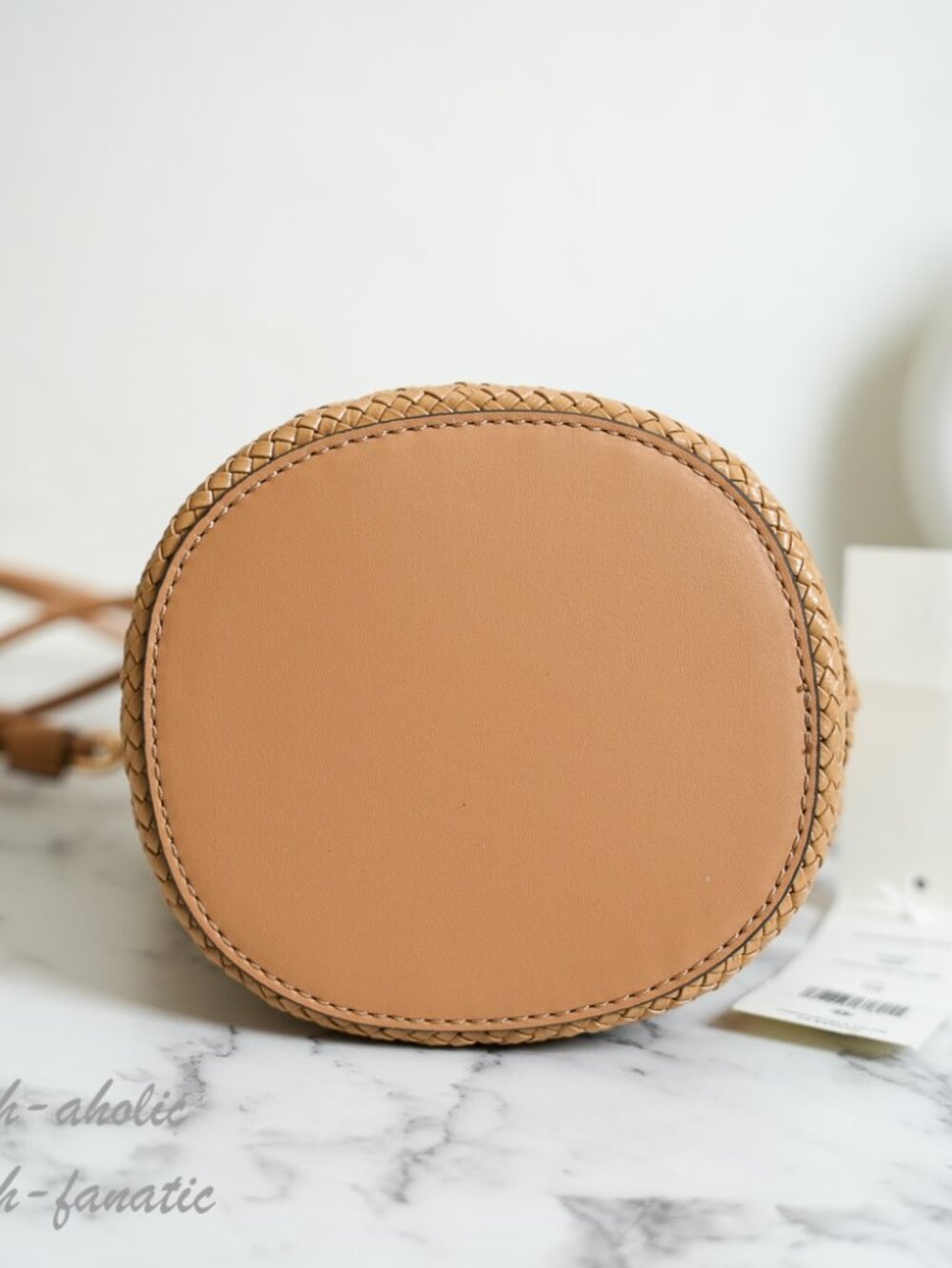 Tory Burch Woven Leather Bucket Bag in Honeycomb Tan NWT - Picture 6 of 8